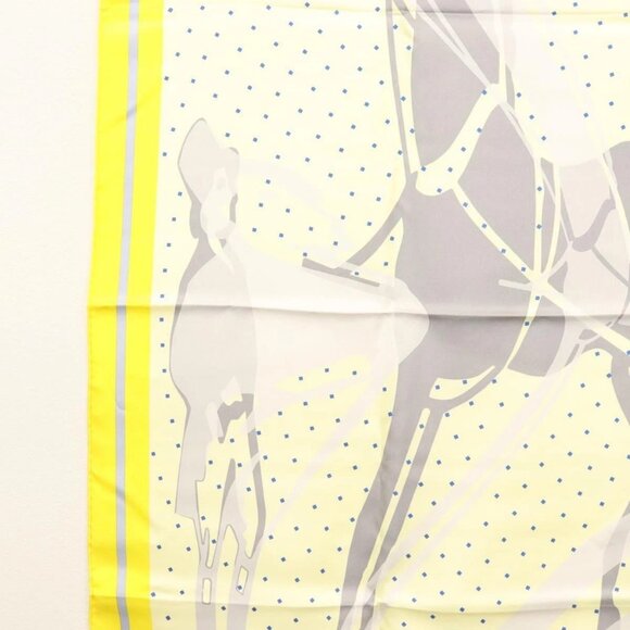 HERMES Carre 90 Scarf ""CALECHE ELASTIQUE "" Silk Yellow Auth - Picture 6 of 16